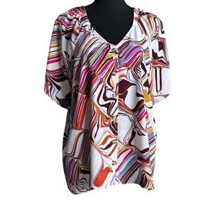 Cato est. 1946 boho geometric design womans blouse size 14/16W